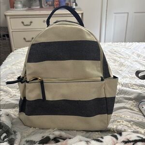Tommy Hilfiger Navy and Creme Canvas Backpack